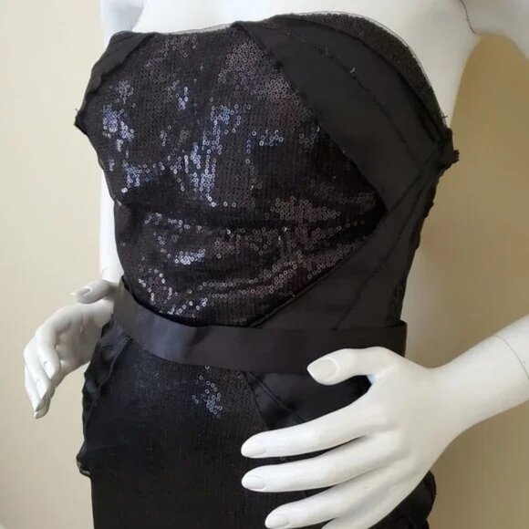 Feriani Couture Black Strapless Sequins Cocktail Dress SZ 4 - Picture 6 of 9